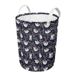 Sloth Family Pattern Print Round Laundry Basket