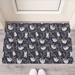 Sloth Family Pattern Print Rubber Doormat