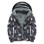 Sloth Family Pattern Print Sherpa Lined Zip Up Hoodie