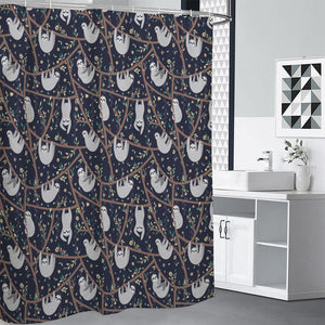 Sloth Family Pattern Print Shower Curtain