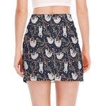 Sloth Family Pattern Print Side Slit Mini Skirt