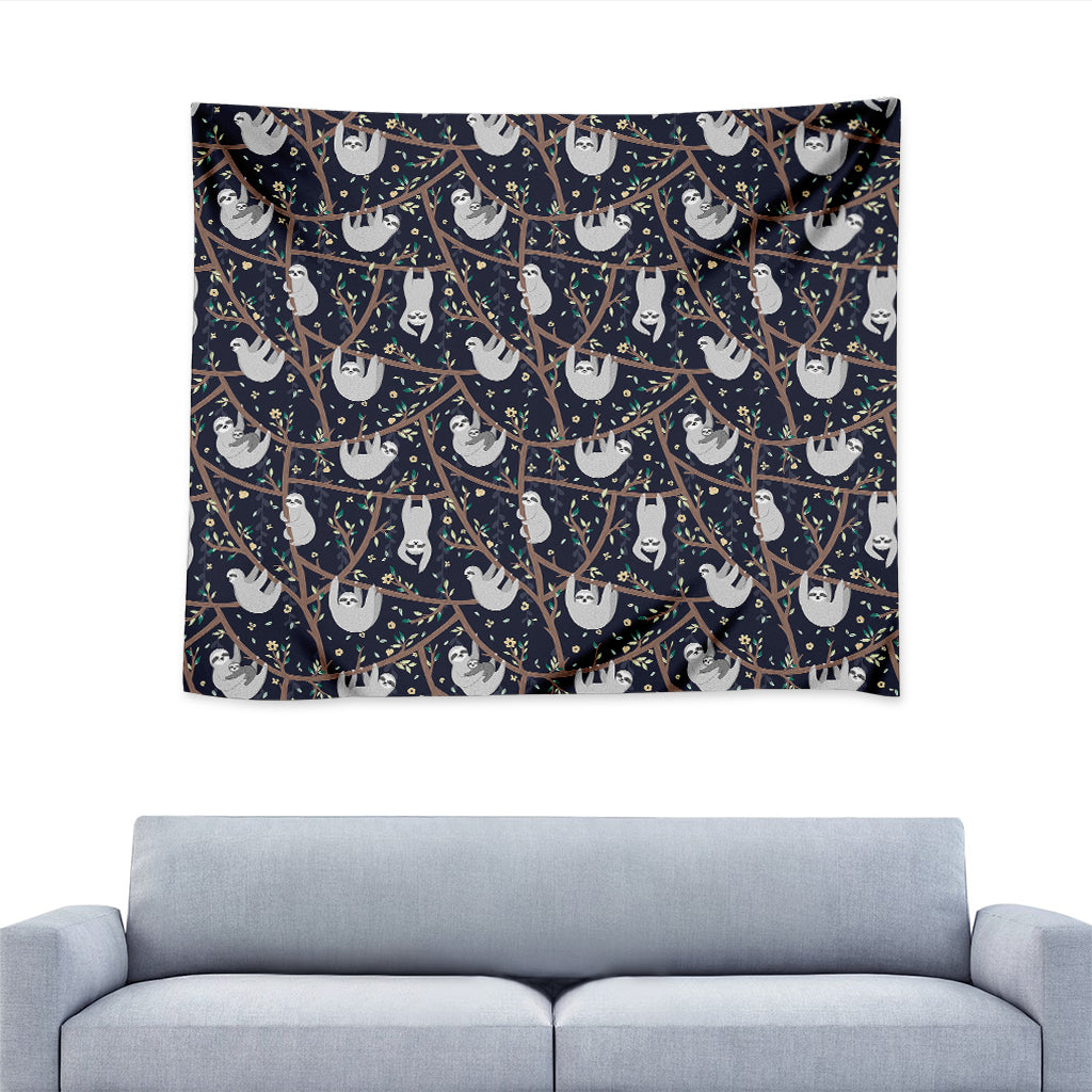 Sloth Family Pattern Print Tapestry