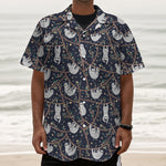 Sloth Family Pattern Print Textured Short Sleeve Shirt