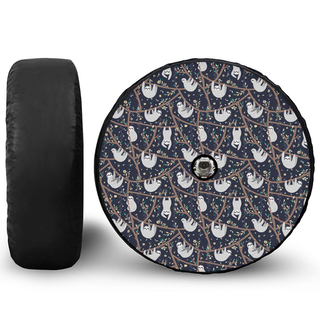 Sloth Family Pattern Print Tire Cover With Camera Hole