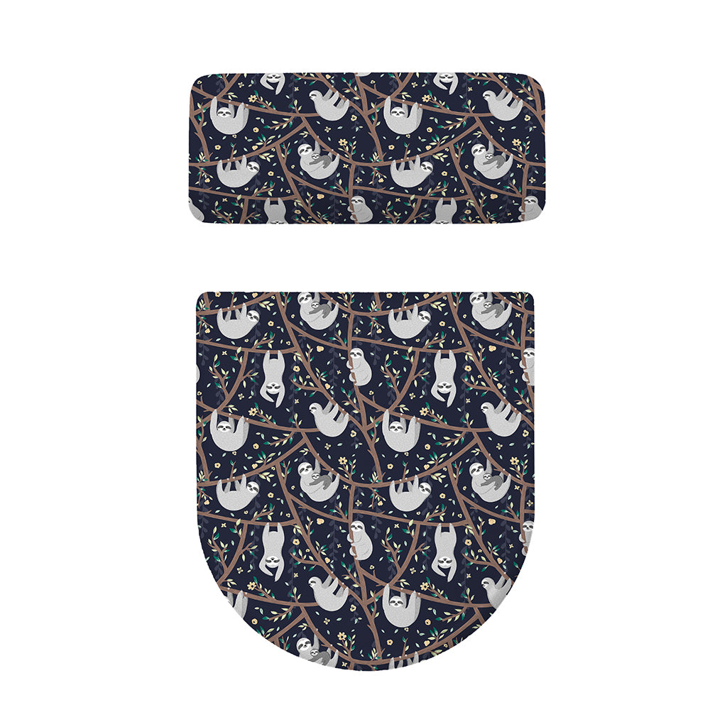 Sloth Family Pattern Print Toilet Lid And Tank Cover Set