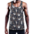 Sloth Family Pattern Print Men's Workout Tank Top