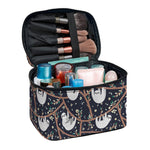 Sloth Family Pattern Print Travel Makeup Bag