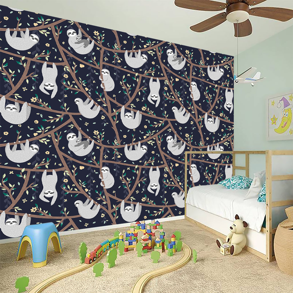 Sloth Family Pattern Print Wall Sticker