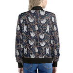 Sloth Family Pattern Print Women's Bomber Jacket