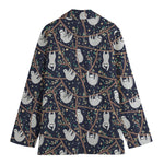 Sloth Family Pattern Print Women's Cotton Blazer