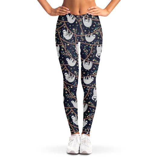 Sloth Family Pattern Print Women's Leggings