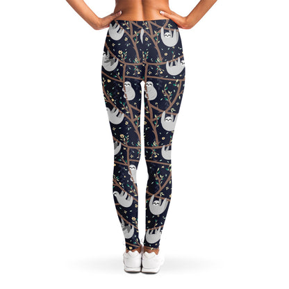 Sloth Family Pattern Print Women's Leggings