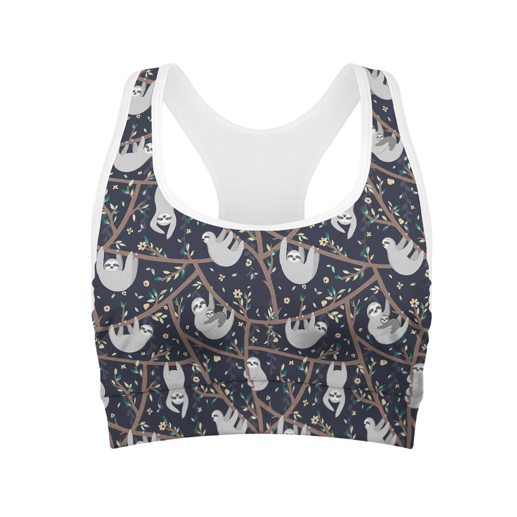 Sloth Family Pattern Print Women's Sports Bra