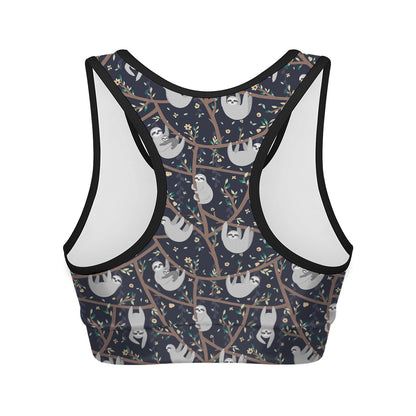 Sloth Family Pattern Print Women's Sports Bra