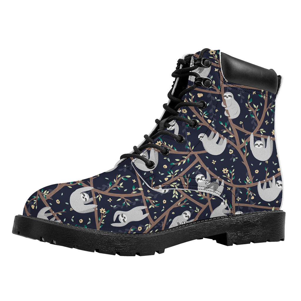 Sloth Family Pattern Print Work Boots