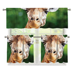 Smiley Face Giraffe Print 3 Piece Kitchen Curtains