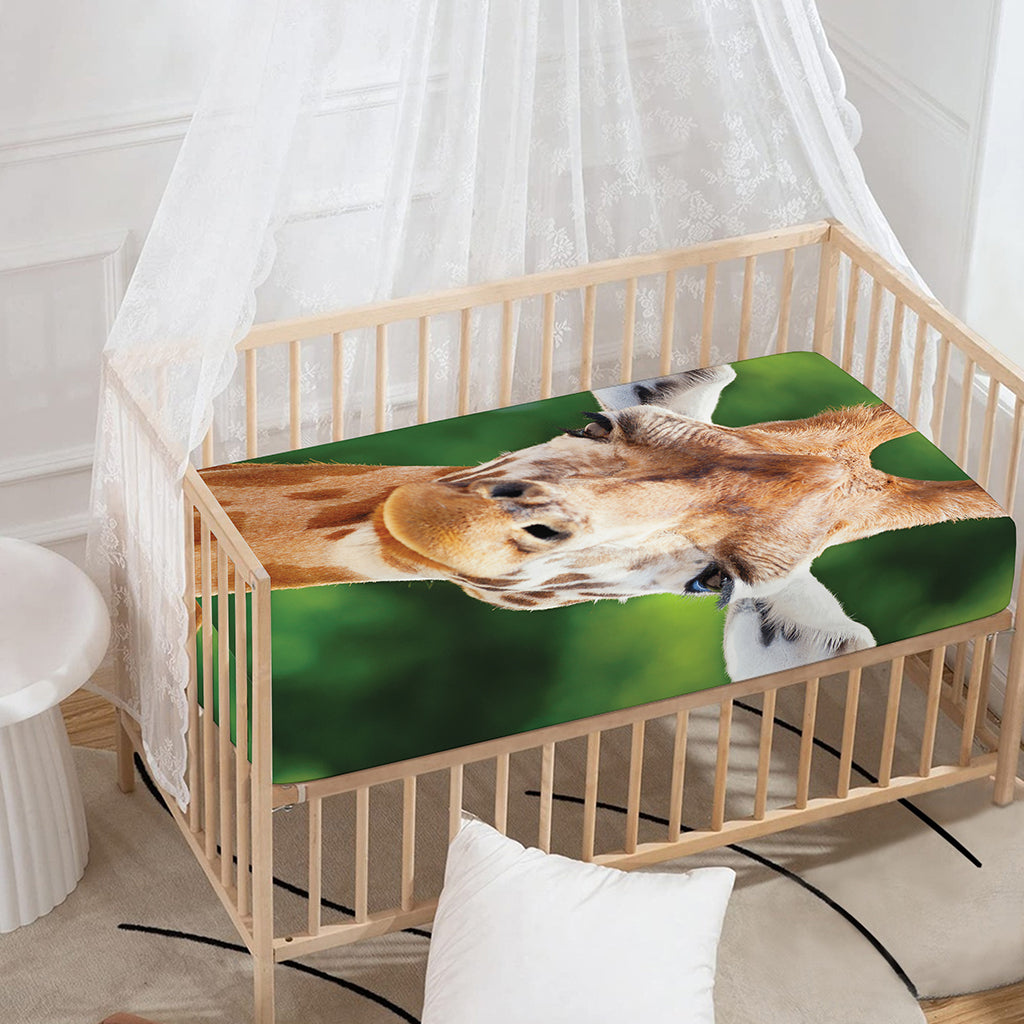 Smiley Face Giraffe Print Baby Crib Sheet