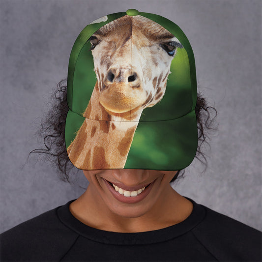 Smiley Face Giraffe Print Baseball Cap