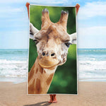 Smiley Face Giraffe Print Beach Towel