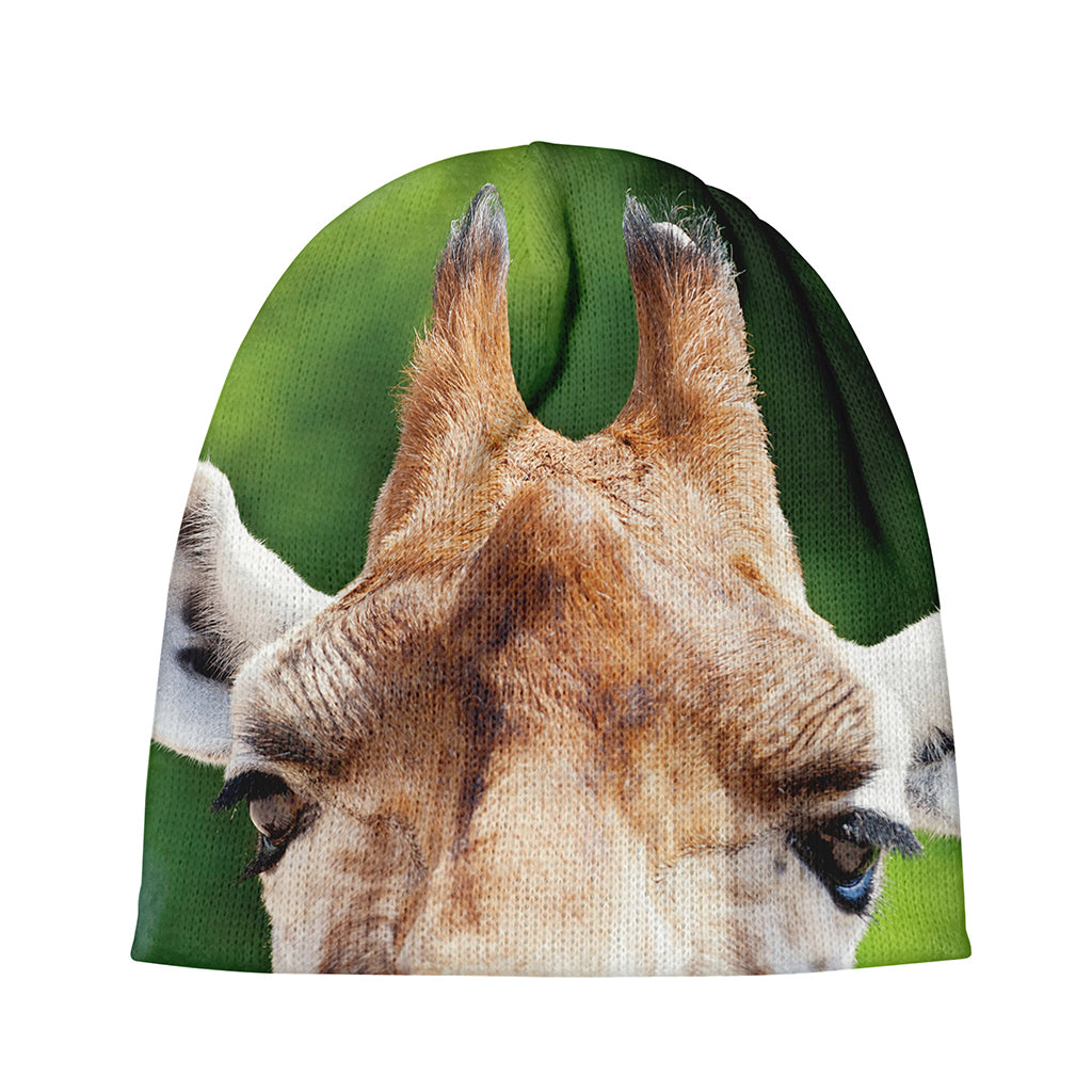 Smiley Face Giraffe Print Beanie