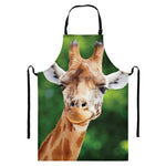 Smiley Face Giraffe Print Bib Apron With Pocket