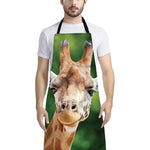 Smiley Face Giraffe Print Bib Apron With Pocket
