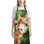 Smiley Face Giraffe Print Bib Apron With Pocket