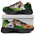 Smiley Face Giraffe Print Black Chunky Shoes