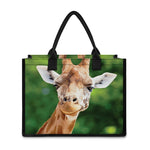 Smiley Face Giraffe Print Canvas Tote Bag
