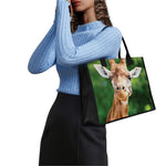 Smiley Face Giraffe Print Canvas Tote Bag