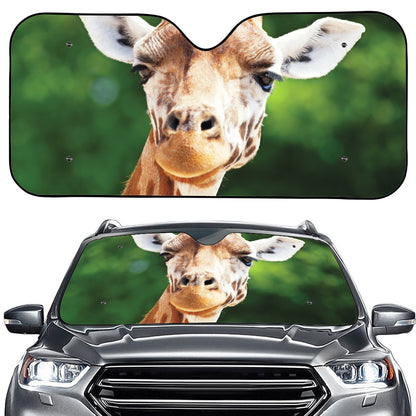 Smiley Face Giraffe Print Car Windshield Sun Shade