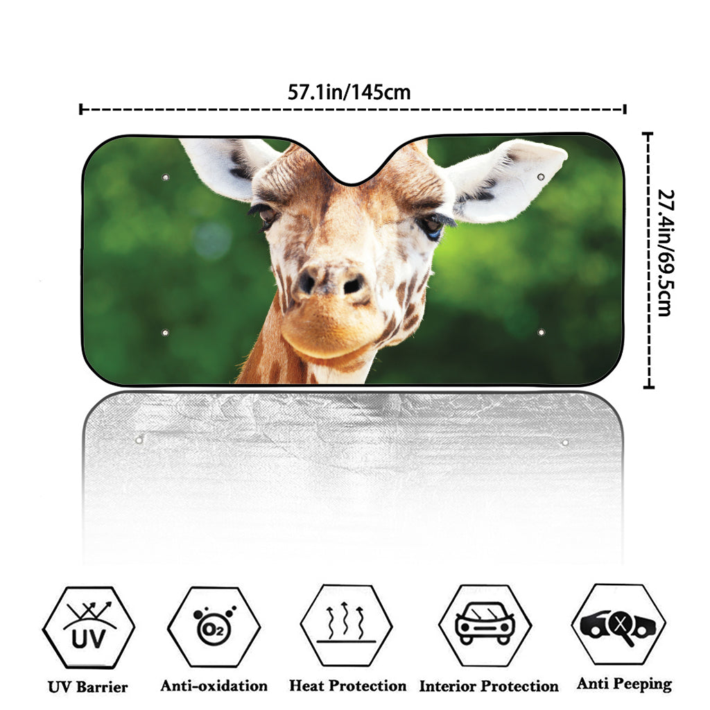 Smiley Face Giraffe Print Car Windshield Sun Shade