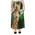 Smiley Face Giraffe Print Chiffon Maxi Skirt