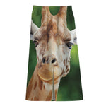 Smiley Face Giraffe Print Cotton Front Slit Maxi Skirt