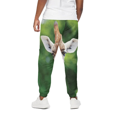 Smiley Face Giraffe Print Cotton Pants