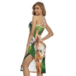 Smiley Face Giraffe Print Cross Back Cami Dress