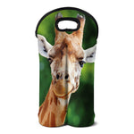 Smiley Face Giraffe Print Double Neoprene Wine Tote