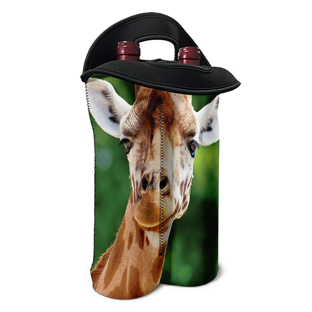Smiley Face Giraffe Print Double Neoprene Wine Tote