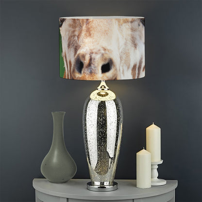 Smiley Face Giraffe Print Drum Lamp Shade