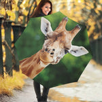 Smiley Face Giraffe Print Foldable Umbrella
