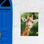 Smiley Face Giraffe Print Garden Flag