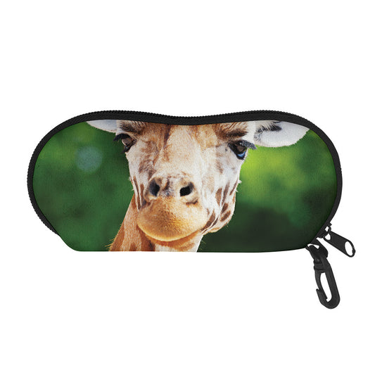 Smiley Face Giraffe Print Glasses Case