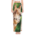 Smiley Face Giraffe Print High Slit Maxi Skirt