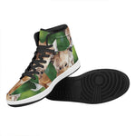 Smiley Face Giraffe Print High Top Leather Sneakers