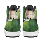Smiley Face Giraffe Print High Top Leather Sneakers