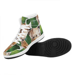 Smiley Face Giraffe Print High Top Leather Sneakers