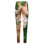 Smiley Face Giraffe Print High-Waisted Pocket Leggings