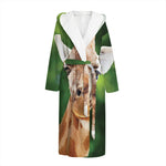 Smiley Face Giraffe Print Hooded Bathrobe