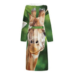 Smiley Face Giraffe Print Hooded Bathrobe
