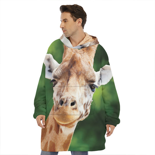 Smiley Face Giraffe Print Hoodie Blanket